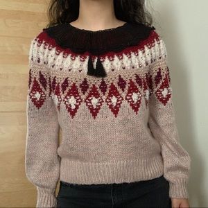 ASOS tassel crochet knit black scalloped collar